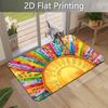 1pc Rainbow Sun Painted Inspirational Slogan Themed Doormat - Non-Slip Machine Washable Floor Mat with Colorful Rainbow Striped Sun Pattern, Floral an