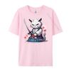 Cat With Katana Japan Cat Samurai Warrior Funny Shirts T Shirts For Unisex Plus Size Family Fashion T Shirt Unisex Cotton T Shirt Men