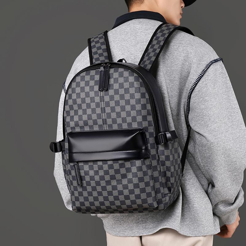 Стильный мужской клетчатый деловой рюкзак: Универсальный, Вместительный, Идеально подходит для поездок на работу