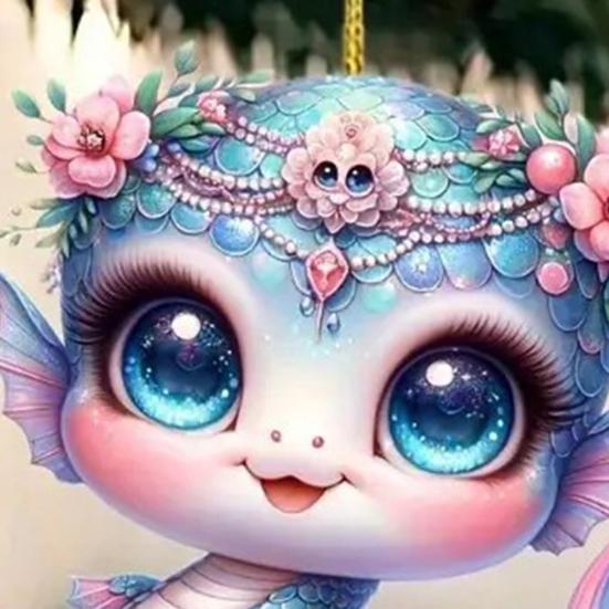 Подвеска в виде змеи-русалки, акриловое плоское украшение для автомобиля на Рождество, подвесная подвеска на елку, милый мультяшный подарок для влюбленных русалок на Рождество