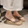 Fashion Versatile Thick Bottom Slope Heel Beach Slippers 2025 Summer New Internet Celebrity Vacation Women's Cool Slippers Women's Wear