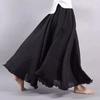 Double Layer Cotton and Linen Skirt with Big Swing Solid Color