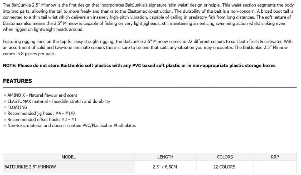 Daiwa Soft Lure Bait Junkie Minnow 2.5 Inch 8 Per Pack Camo UV (2828)
