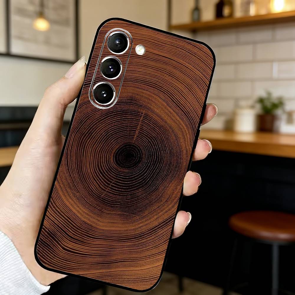 Чехол из натурального дерева для телефона Samsung S25, 24, 23, 22, 30, 21, 10, 9, Ultra, Plus, Lite, FE, Черный мягкий чехол