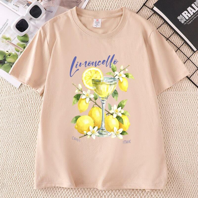 Limoncello Capri Italy Tshirt Cotton Casual Round Neck Graphic Tee Unisex Summer Short Sleve Printed Tshirts Casual Unisex