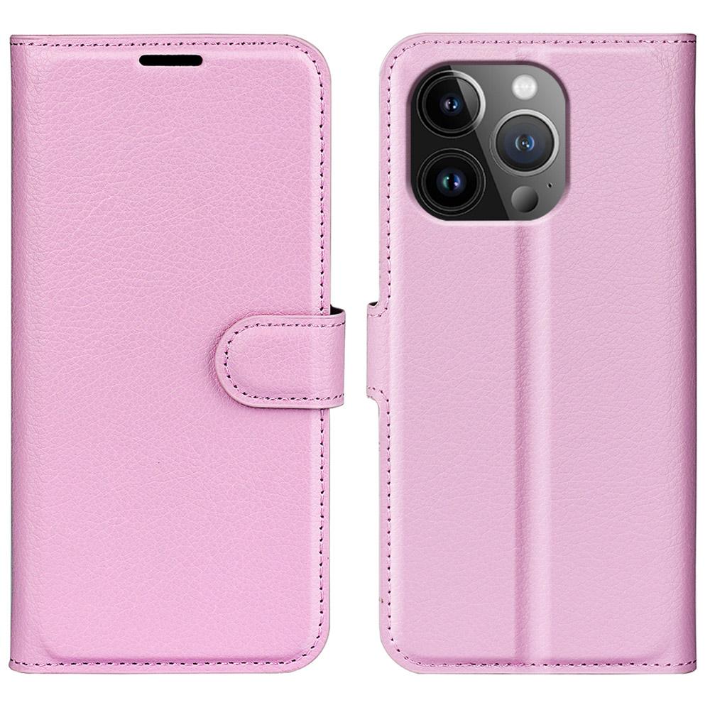 For iPhone 14 Pro Wallet Case Litchi Texture Shockproof Leather Flip Stand Phone Cover