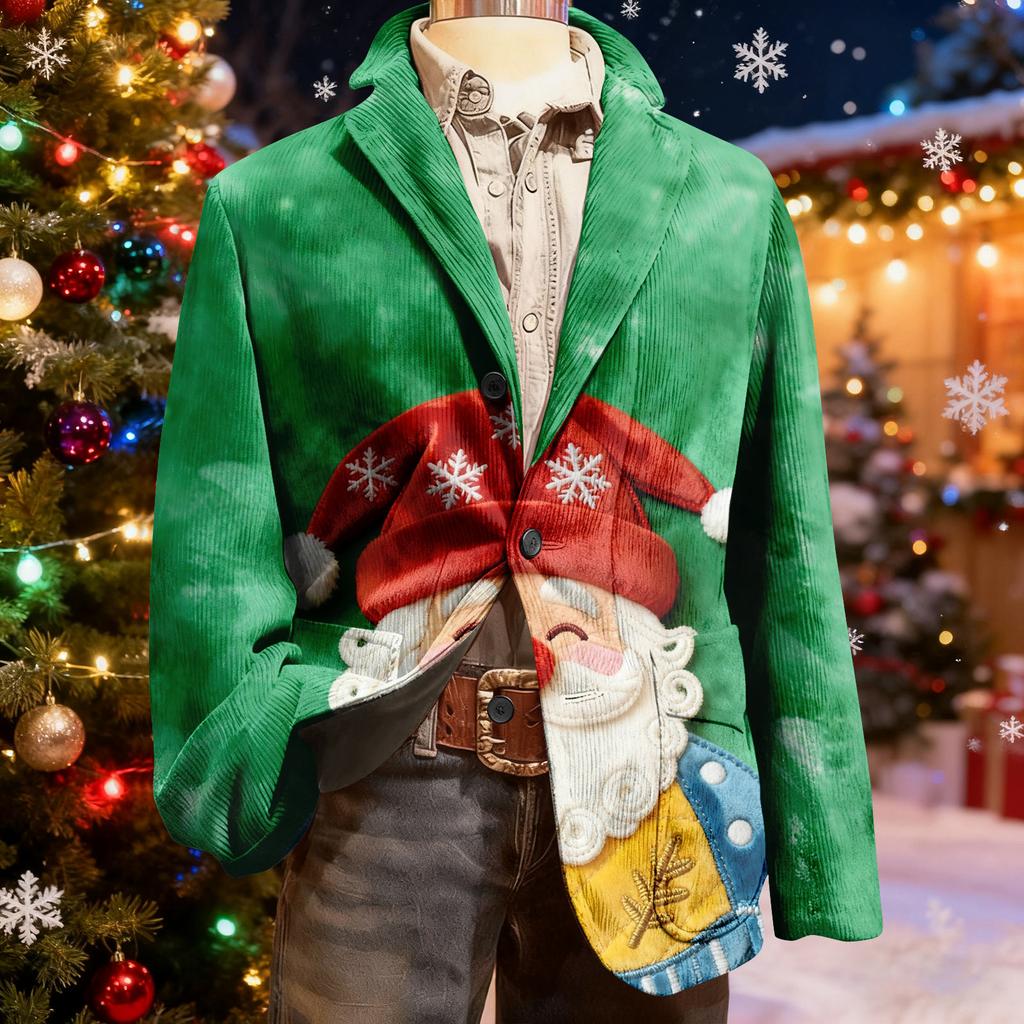 Мужской уродливый рождественский вельветовый теплый карманный пиджак-кардиган, мужской повседневный костюм