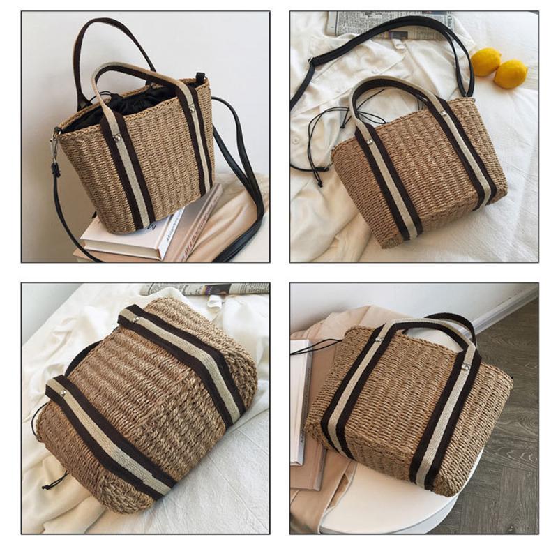 Yogodlns Соломенные сумки-ведра для женщин, летние сумки через плечо, женские дорожные кошельки и сумки, женская сумка через плечо
