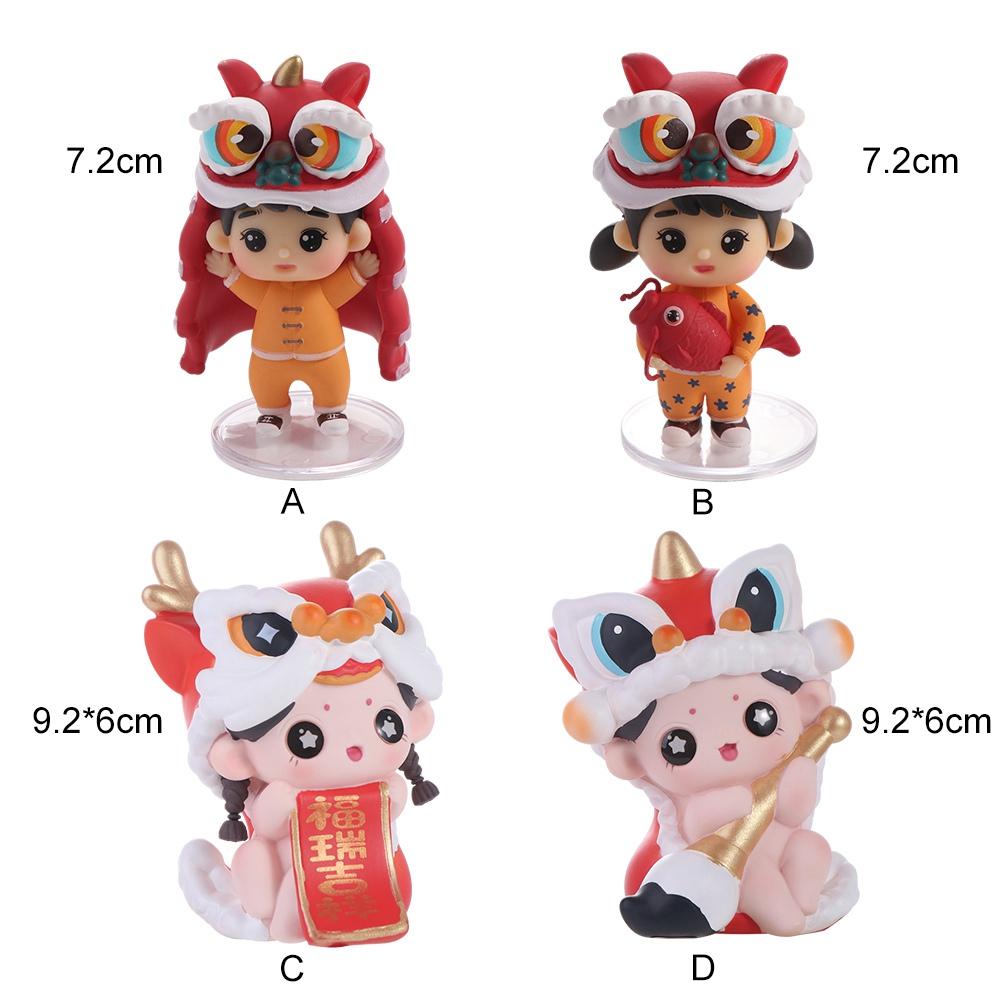 Boy and Girl Lion Dance Doll Chinese New Year Lion Dance Ornaments Hone Decoration