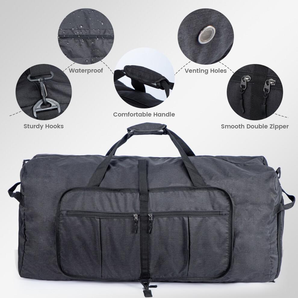120L Portable Sports Bag Black Hand-held Fitness Travel Backpack