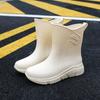 Новые дождевые туфли женские взрослые средней длины резиновые сапоги нескользящая водонепроницаемая обувь бархатный хлопок кухня короткие резиновые туфли мода