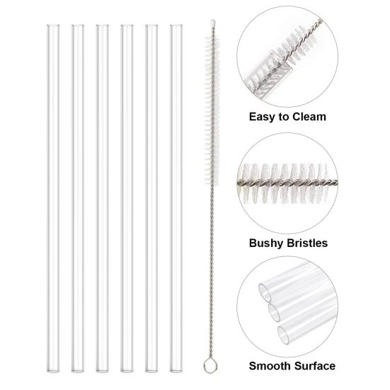 1 Set Straw Replacement Drinking with Cleaning Brush Reusable Transparent Plastic 20/30/40 OZ