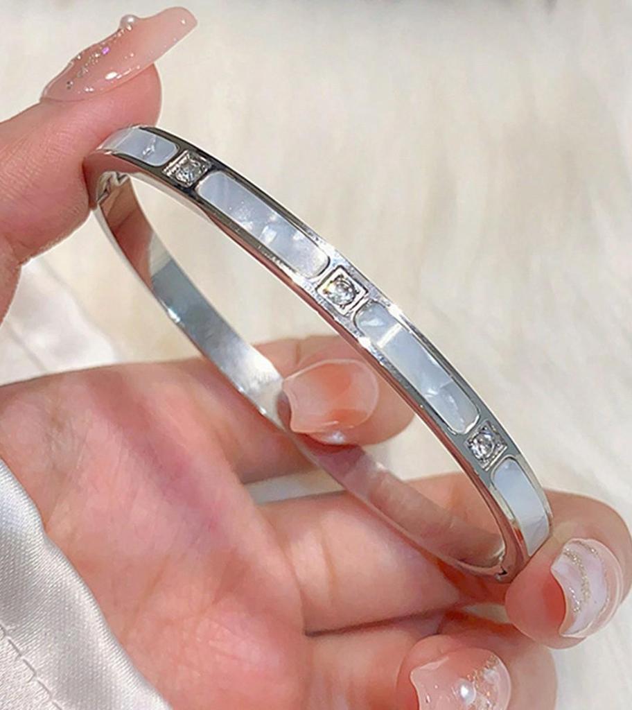 Starry Sky Full Diamond Titanium Steel Bracelet – Versatile, No-Fade Silver Women's Fashion Accessory