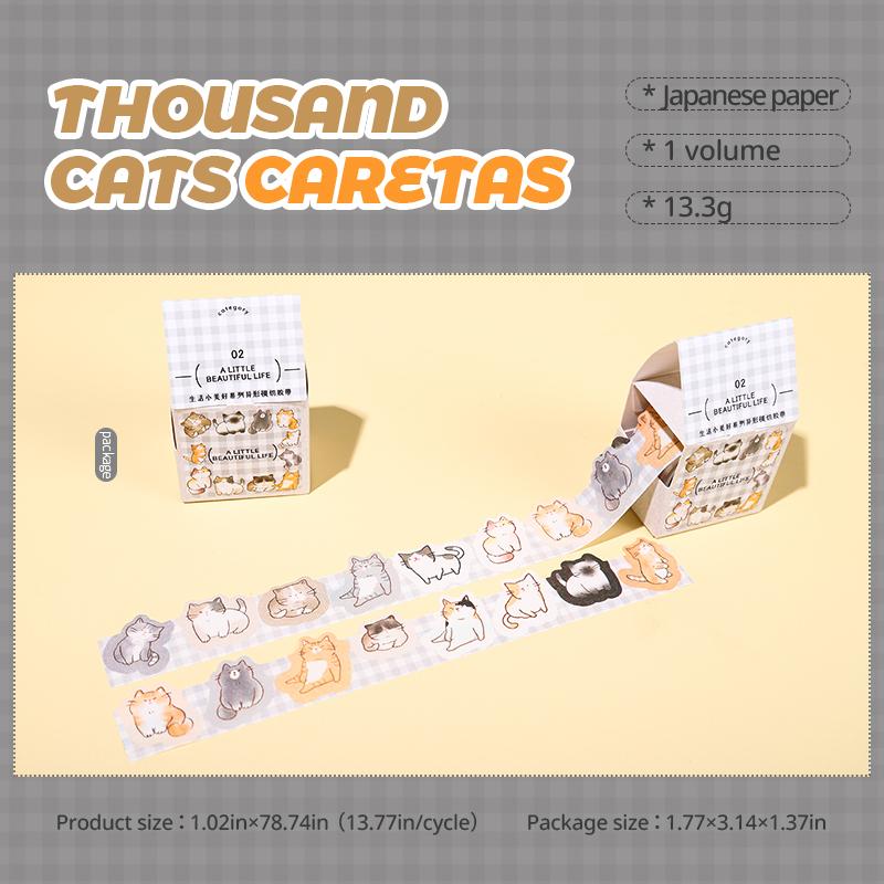 Маленький размер узорная лента в коробке кошка кофе фрукт дом креативный ручной аккаунт коллажный материал DIY декоративная лента можно писать лента