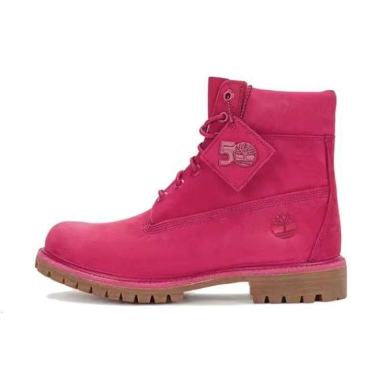 Timberland Premium Leather 50th Anniversary Special Collection Comfortable Durable Ankle Boots Men Boots Pink A5VHDW