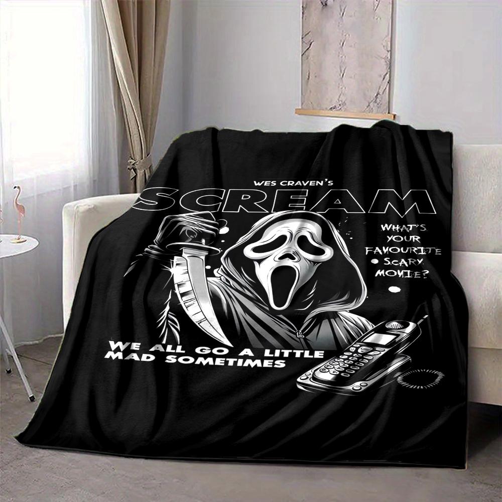 1Pc Scream Horror Movie Poster Blanket Soft And Comfortable Casual Warm Camping Travel Christmas Halloween Xmas Gift M924131