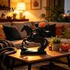 Outdoor Halloween Yard Decorations Headless Horseman Statue, Gothic Knight Riding Black Horse with Window Display Props Pumpkin Lantern, Spooky Resin