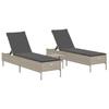 VidaXL Ensemble de chaises longues avec coussins 3pcs gris clair rotin, transat, lit de repos de jardin, meuble d'extérieur, 3284268