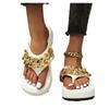 Roman Muffin Flip-flops Strap Sandals Women's Summer Flats Casual Beach Shoes Chain Women's Shoes