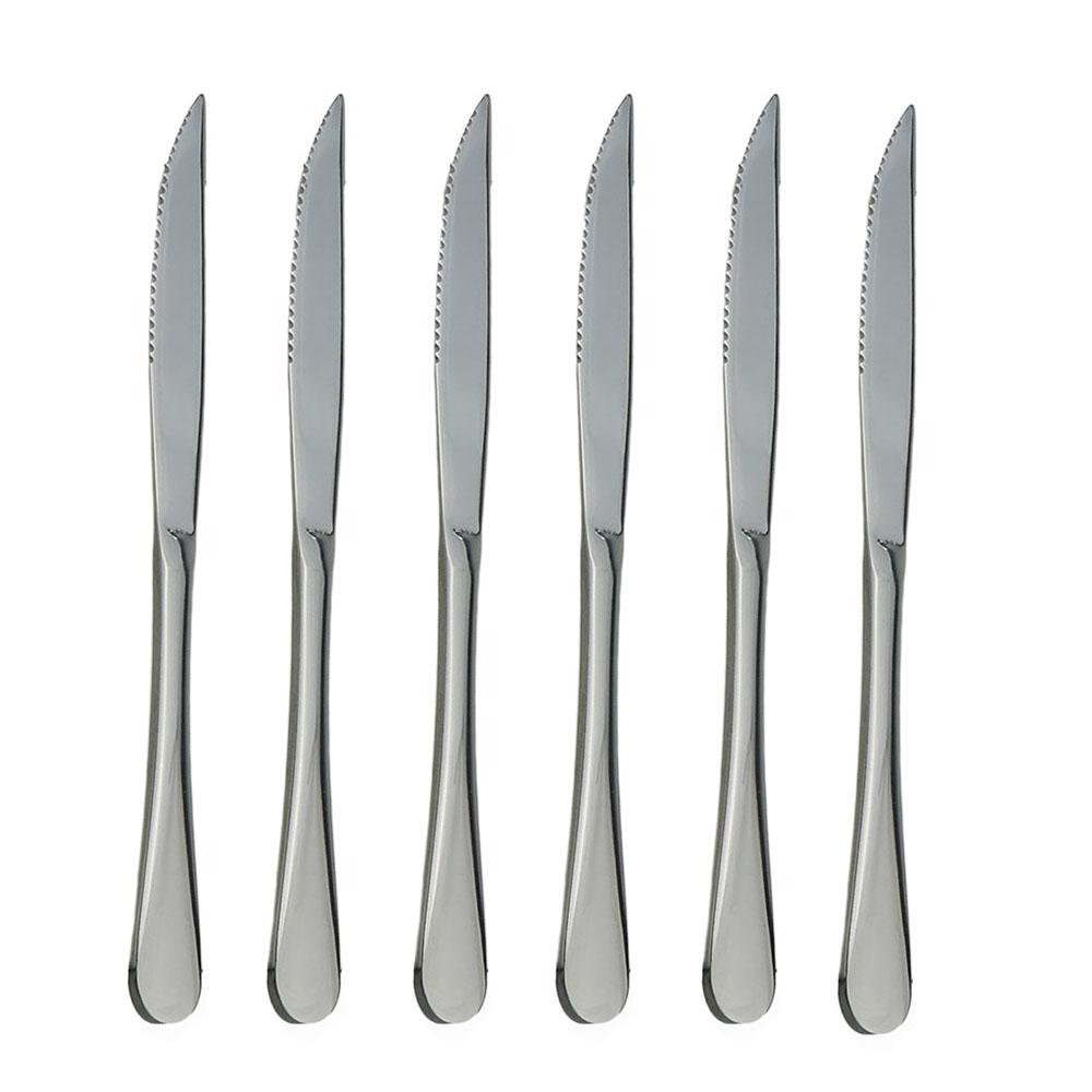 6pcs High Quality Stainless Steel Rose Gold Steak Knife In Dinnerware Set Restaurant Sharp Steak Knives Tableware Cutlery Set