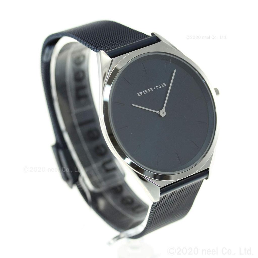BERING Аналоговые кварцевые ультратонкие коллекционные часы с ремешком из нержавеющей стали, сапфировым стеклом, синим сетчатым ремнем, обычный импортный продукт, 3 года внутренней гарантии