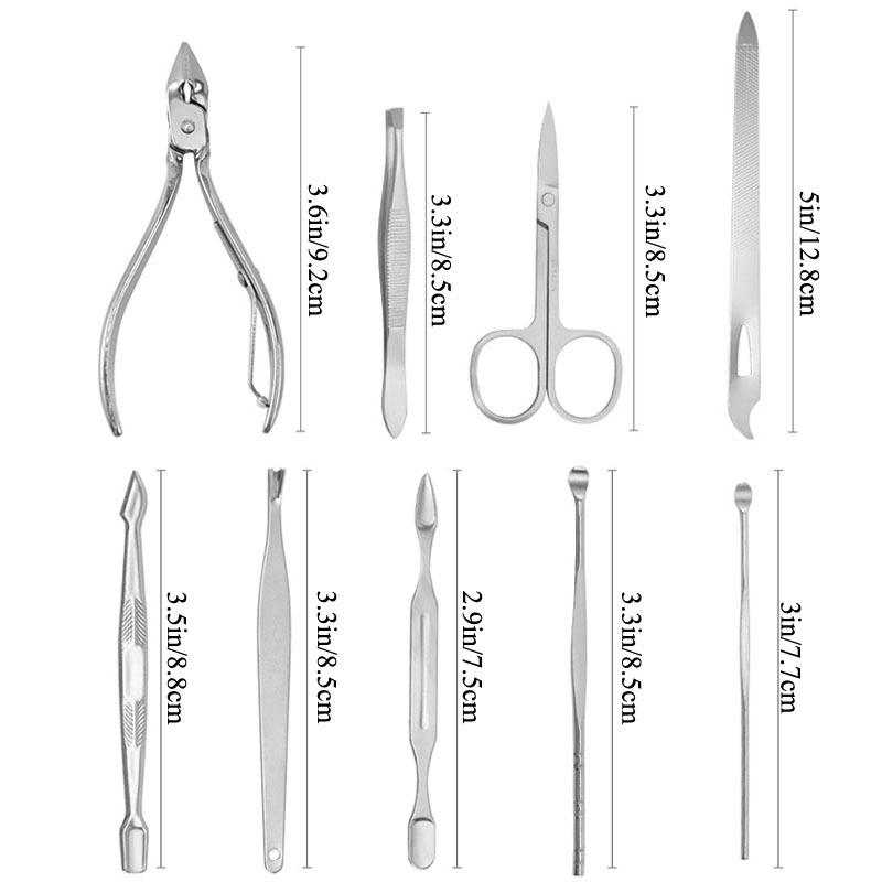 19pcs Nail Clipper Professional Nail Grooming Pedicure Kit Nail Cutter Tools With Travel Case Manicure Trimmer Scissors