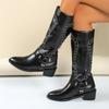 Fashion Women 2025 Autumn Vintage Studded Tall Knight Boots Women's Block Heel Knee High Thigh Boots;