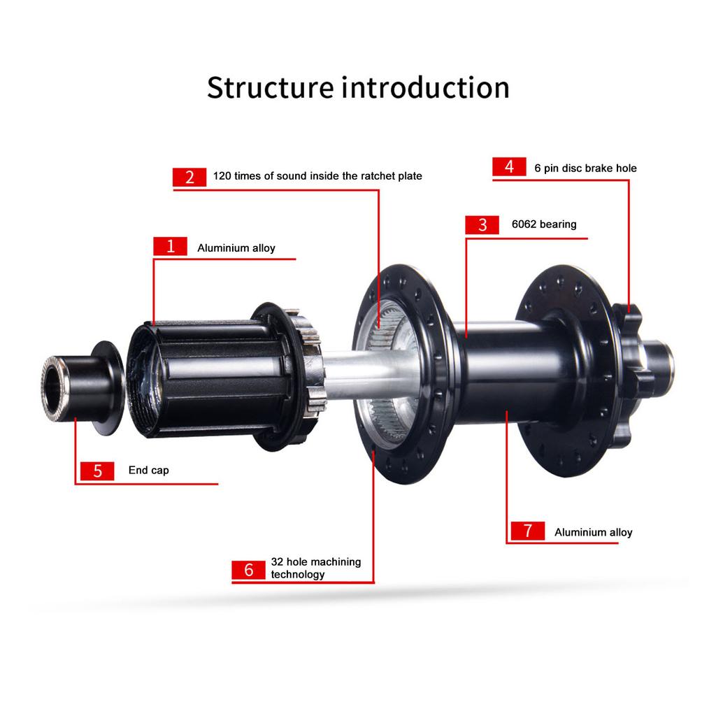 2 шт. Велосипедные втулки Черный Алюминиевый сплав 32 отверстия Передняя Задняя Велосипедные дисковые втулки 4 подшипника для горного велоспорта
