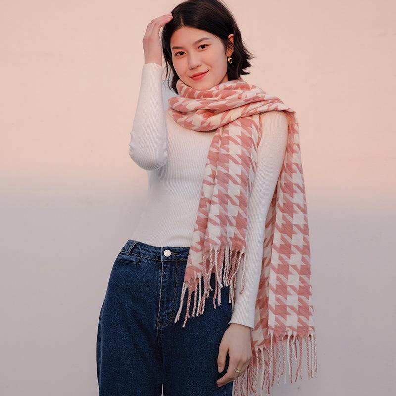 2023 Winter Faux Cashmere Women Scarf Luxury Brand Scarves Lady Tassel Bandana Women Solid Shawl Wraps Foulard Tippet Pashmina