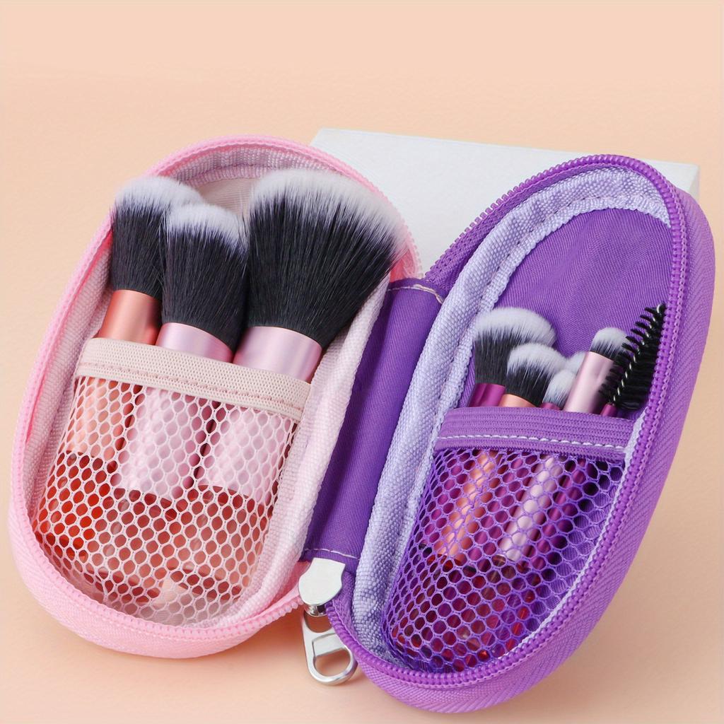 10 Black Mini Makeup Brush Travel Portable Makeup Tool Makeup Puff - Palm Brush Professional Makeup Tool Set