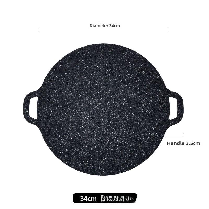Портативная круглая корейская железная сковорода для барбекю и омлета с двойными ручками для кемпинга на открытом воздухе