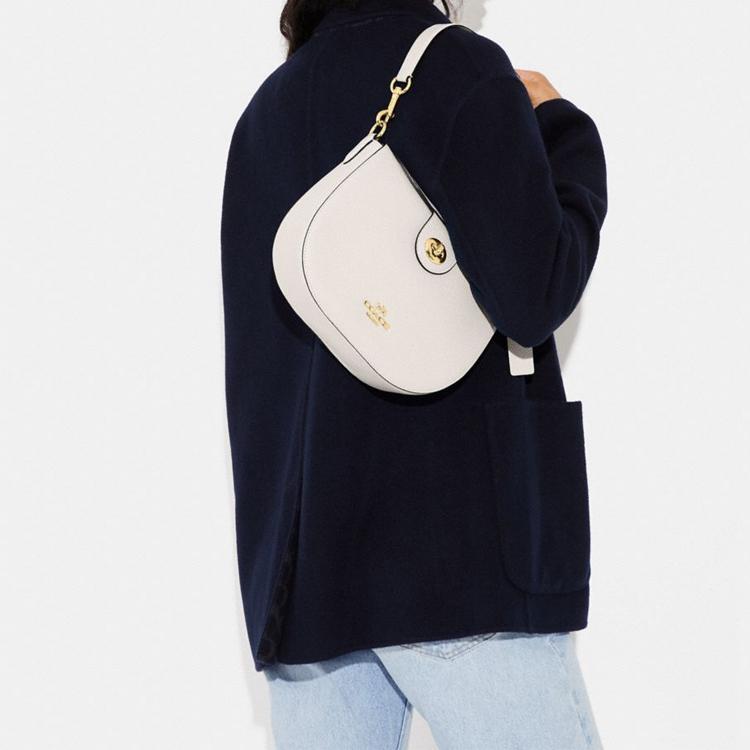 New COACH Ella Cow Leather Handbag, Shoulder Bag Medium Size Women's White CH196-IMCHK