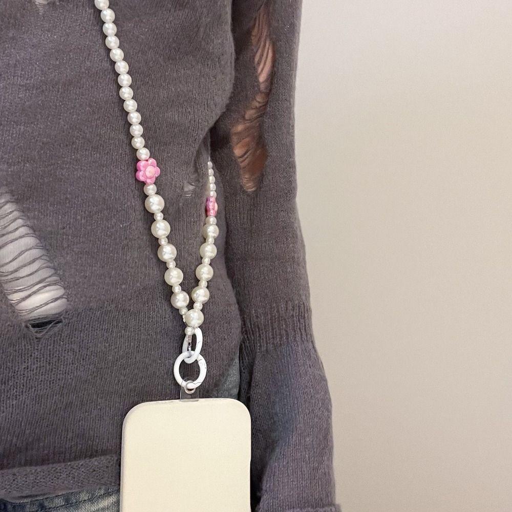 Подвесной шнурок для мобильного телефона из веревки с цветочными бусинами, ремешки на шею для телефона, подвеска для чехла телефона