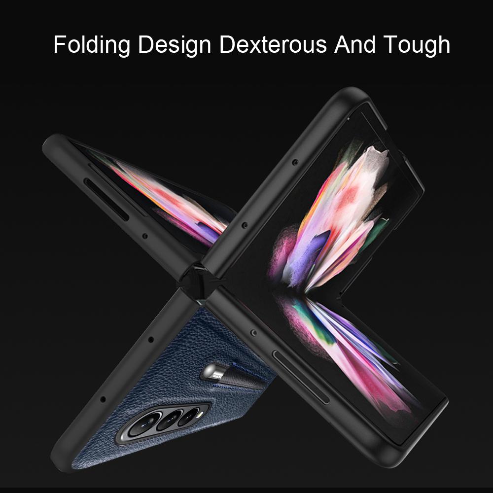 Противоударный нескользящий кожаный чехол для Samsung Galaxy Z Fold 4 5g Fold4 Fold3 Fold 3 Zfold4 Zfold3 S Чехол с держателем для ручек