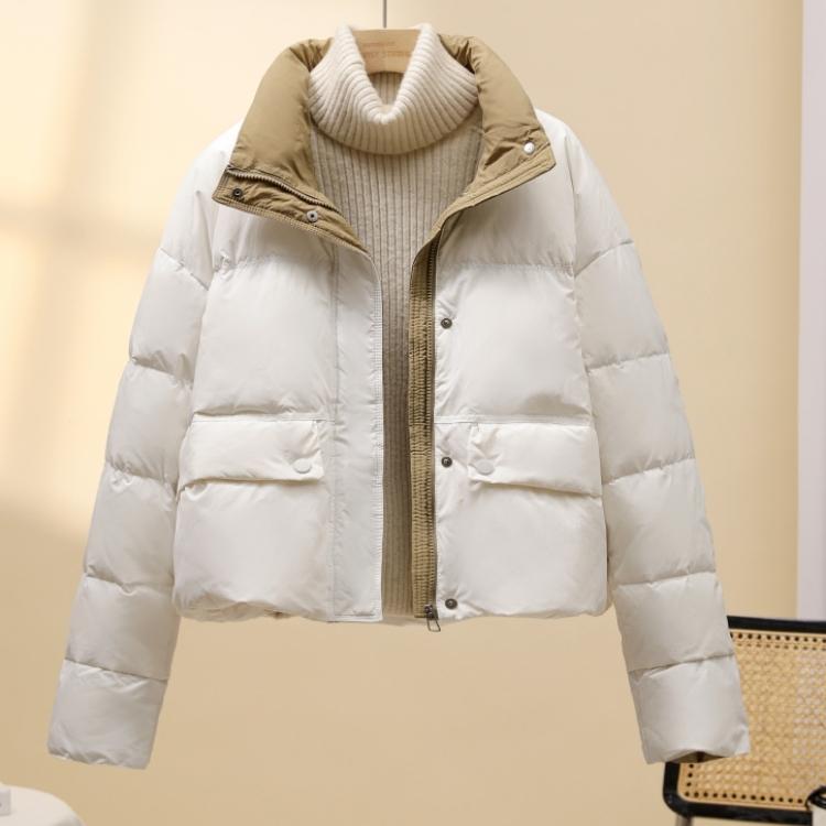 Зимняя толстая теплая женская куртка-пуховик Корейская мода Цветной блок Стеганое пальто