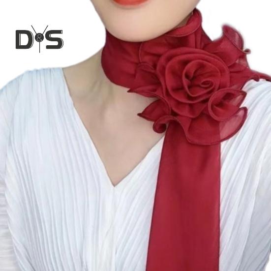 Шифоновый атласный длинный шарф с цветочным декором, дышащая универсальная пляжная шаль, защита от солнца, шифоновая шаль, повседневная одежда