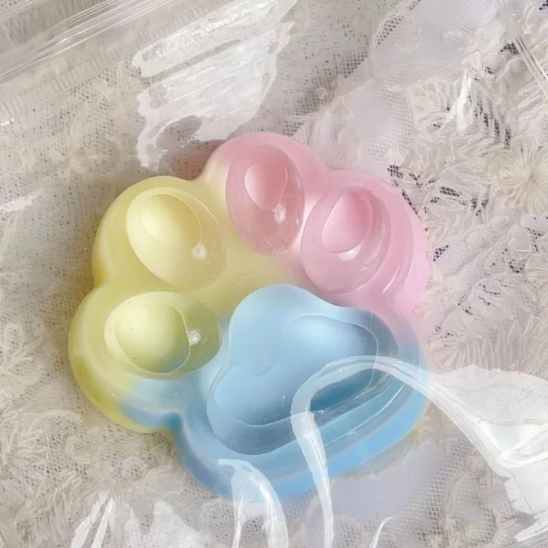 Three Color Rainbow Cat Paw Soft Pinch Cute Cat Paw Slow Rebound Pinch Stress Relief Birthday Gift