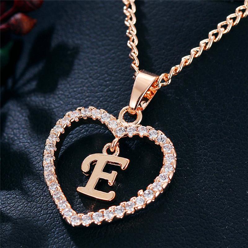 Charming Alphabet Elegant Pendant Initial Letter Simple Exquisite Love Heart Necklace Fashion DIY