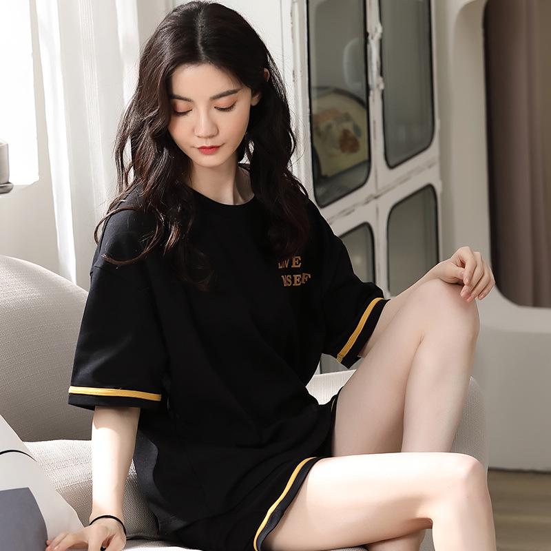 Комплект хлопковой пижамы в корейском стиле - Милая, повседневная домашняя одежда с коротким рукавом для студентов