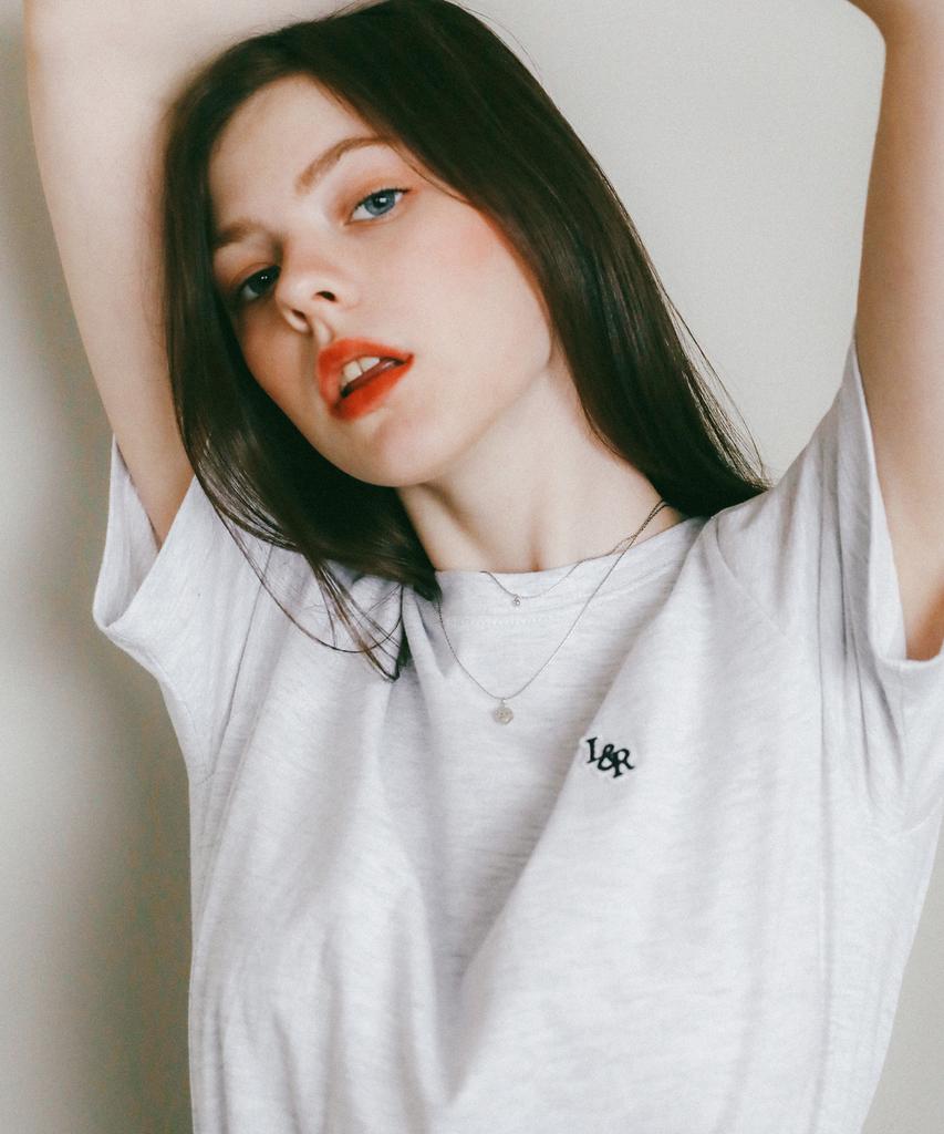 LOSSYROW L&R Patch Point Short-Sleeved T-Shirt White Melange