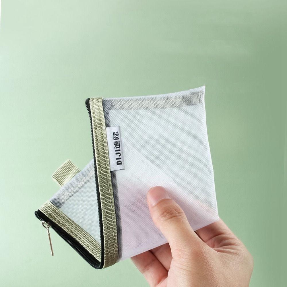 Zipper Pouch Small Wallet Grid Pencil Bag Mesh Storage Bags Stationery Bag Transparent File Bag