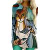 Autumn Women Cartoon Cats Print Long Sleeve Cotton T-shirt Casual O-Neck Loose Tshirts Female Streetwear Tops 6XL