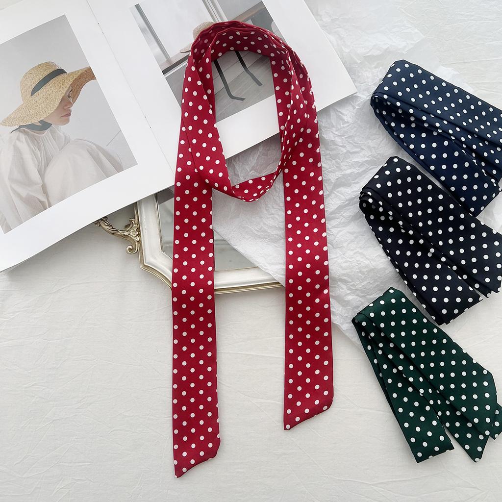 Американский ретро платок в горошек из шелка Spice Girl Женский весенне-осенний тонкий универсальный нишевый дизайн Платок-шарф в стиле миллениум
