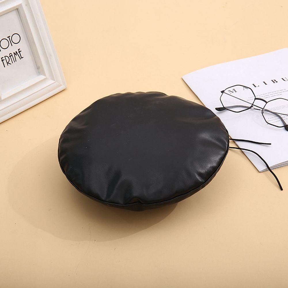 Solid Warm Beanie Female Ladies French Artist Hat Beret Cap Adjustable Hat PU Leather Berets