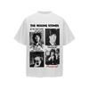 Европейская и американская уличная мода Оверсайз Печать портретов рок-групп Короткий рукав Футболка Мужская и женская Ретро Повседневный Спорт