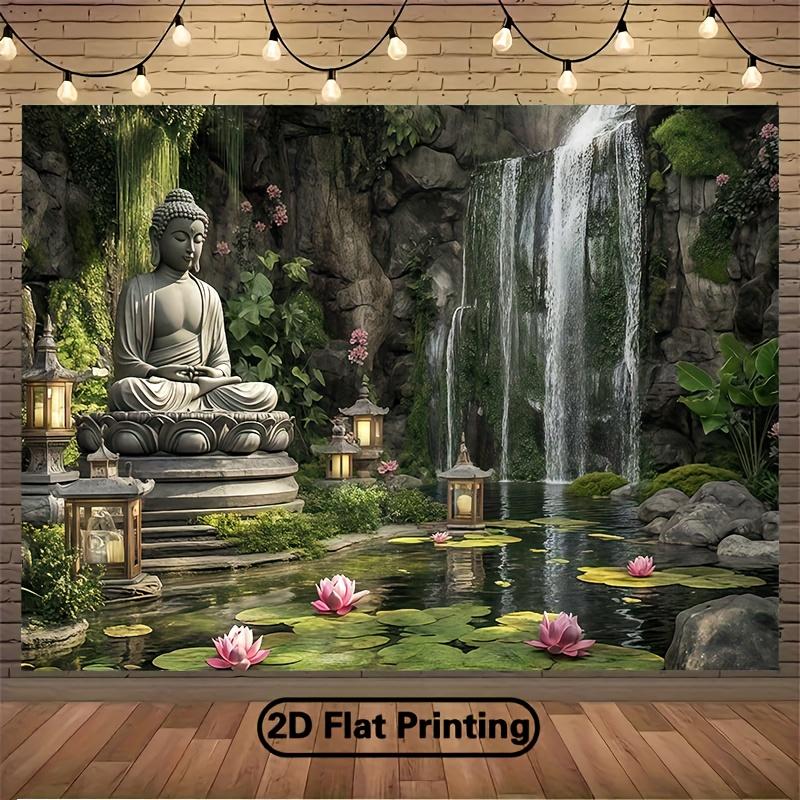 Natural scenery mountains rocks waterfall green plants banner background suitable forgarden decorationactivitiesor taking photos