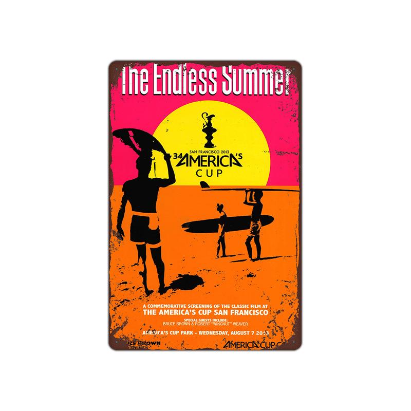 Летний пляжный закат, металлическая жестяная вывеска, таблички, декорации, железная живопись, кафе-бар, домашний декор, приморский дом, стена, жестяная пластина, постер