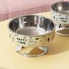 Cuenco elevado de acero inoxidable para gatos, comedero antideslizante para mascotas, protección cervical