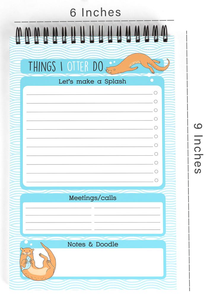 Inkdotpot Блокнот для списка дел – 6” X 9” Бумажная канцелярия, Вещи, которые мне нужно сделать, Спиральный блокнот, Ежедневный контрольный список-(50 листов)