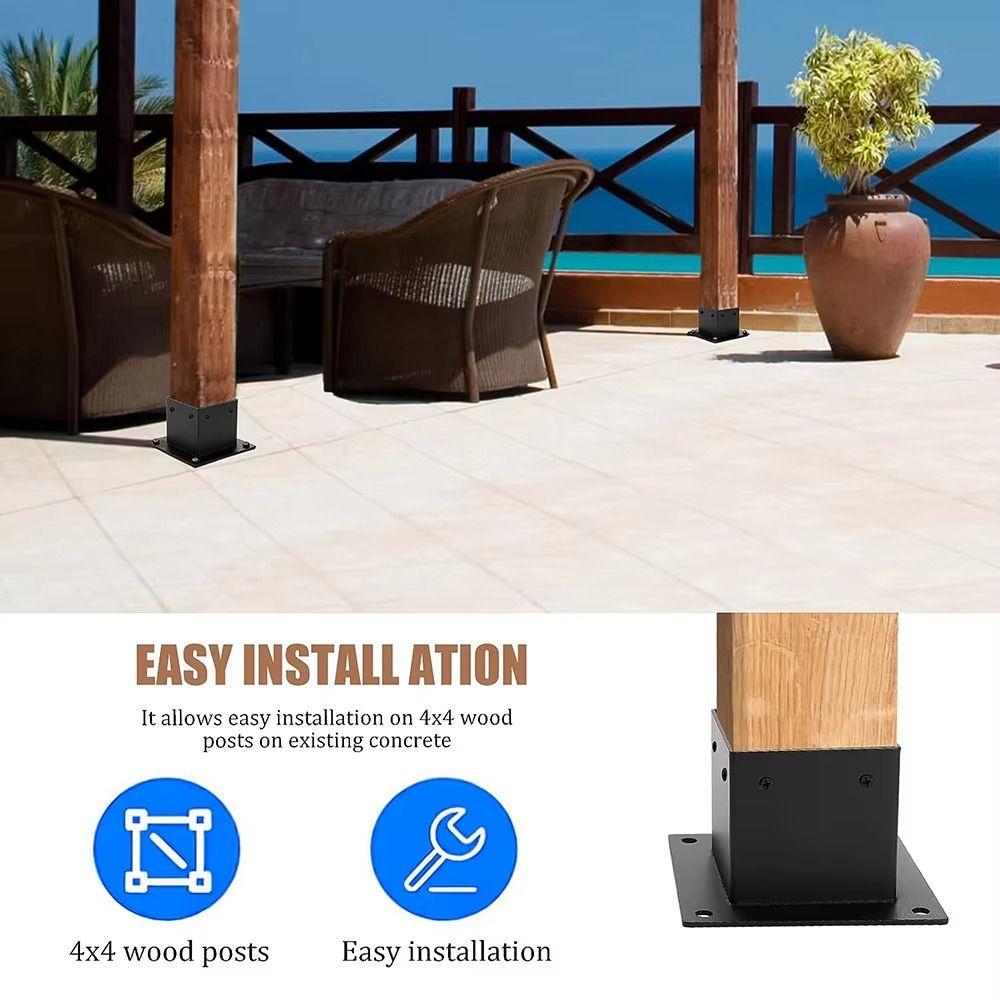 Heavy Duty Wooden Post Base Rust Proof Pergolas Support Deck Railing Installation  Deck Railing